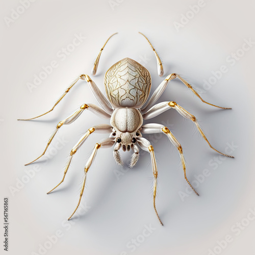 a white spider with golden legs on a white background