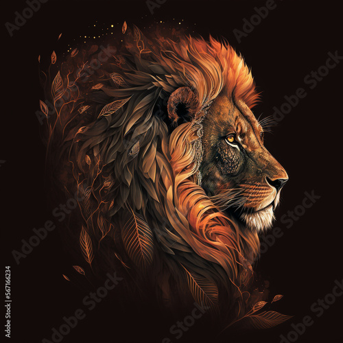 Lion Graphic Design Logo Tattoo Emblem. African. Generative AI
