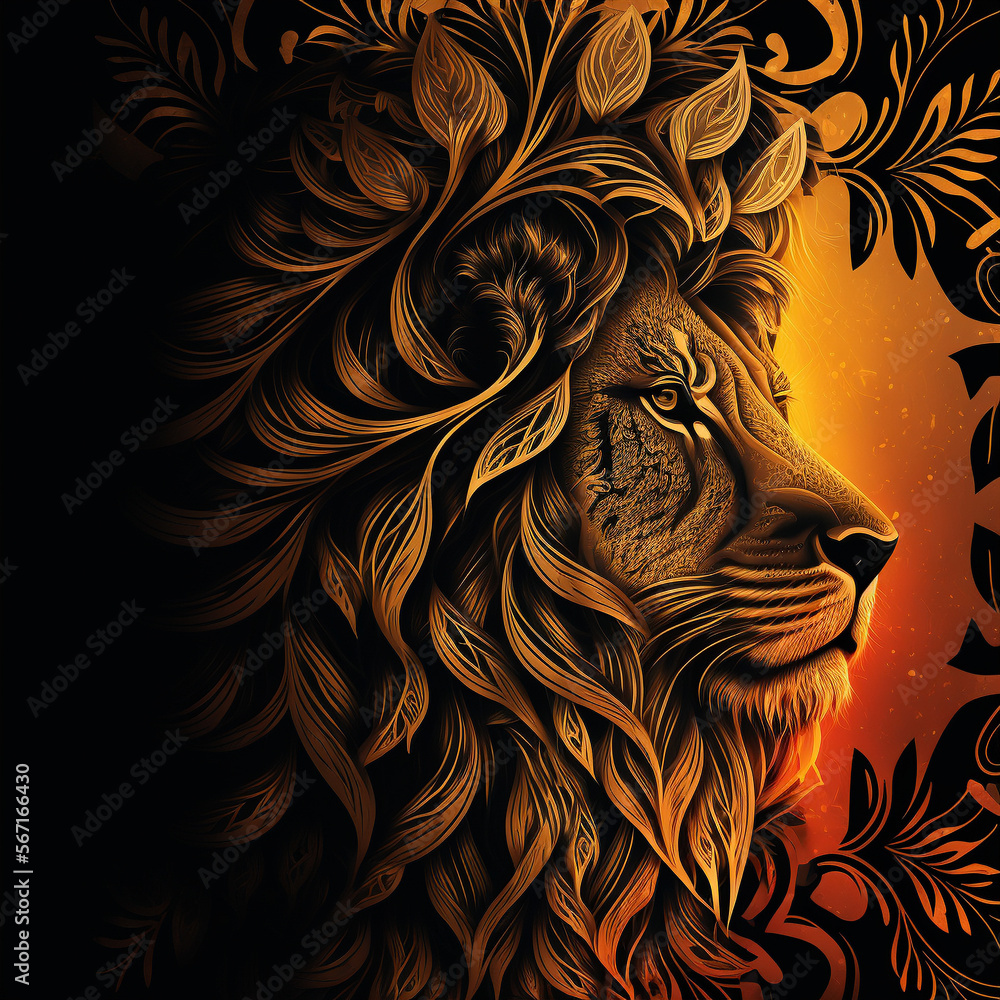 Lion Graphic Design Logo Tattoo Emblem. African. Generative AI Lion Graphic Design Logo Tattoo Emblem. African. Generative AI