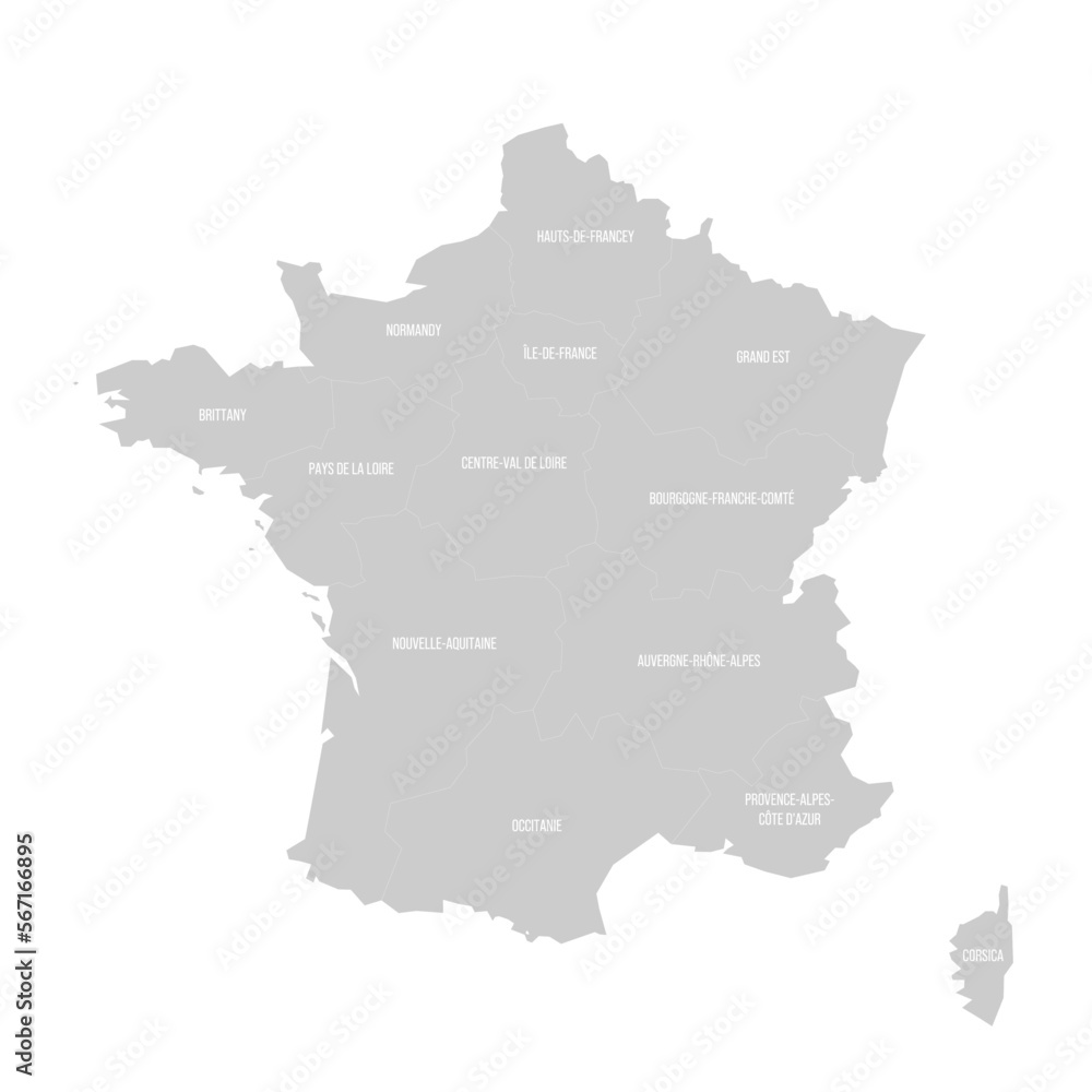 France political map of administrative divisions