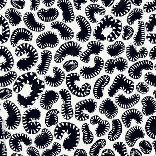 Abstract seamless pattern with microbe, virus, bacteria. Trendy doodle print. Modern sketch background. Hand drawn repeating amorphous spots wallpaper. Organic motif backdrop