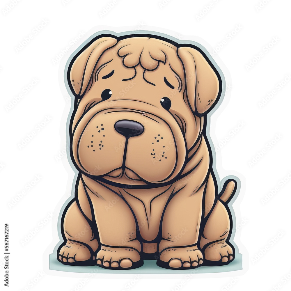 Naklejka premium Cute Puppy Digital Sticker. Generative AI