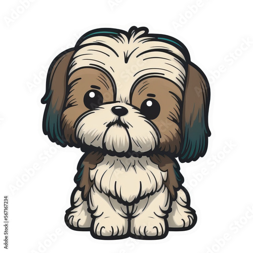 Cute Puppy Digital Sticker. Generative AI photo