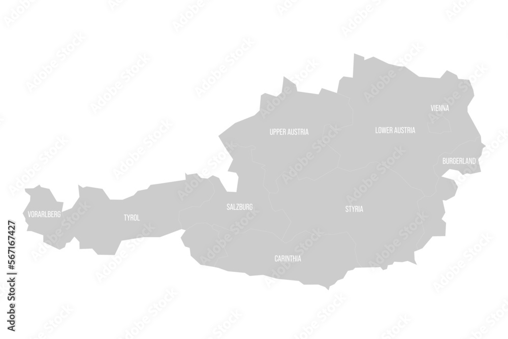 Austria political map of administrative divisions Austria political map of administrative divisions