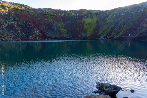 Kerið (Kerith or Kerid) is a volcanic crater lake located in the Grímsnes area in south Iceland, along the Golden Circle.  photo