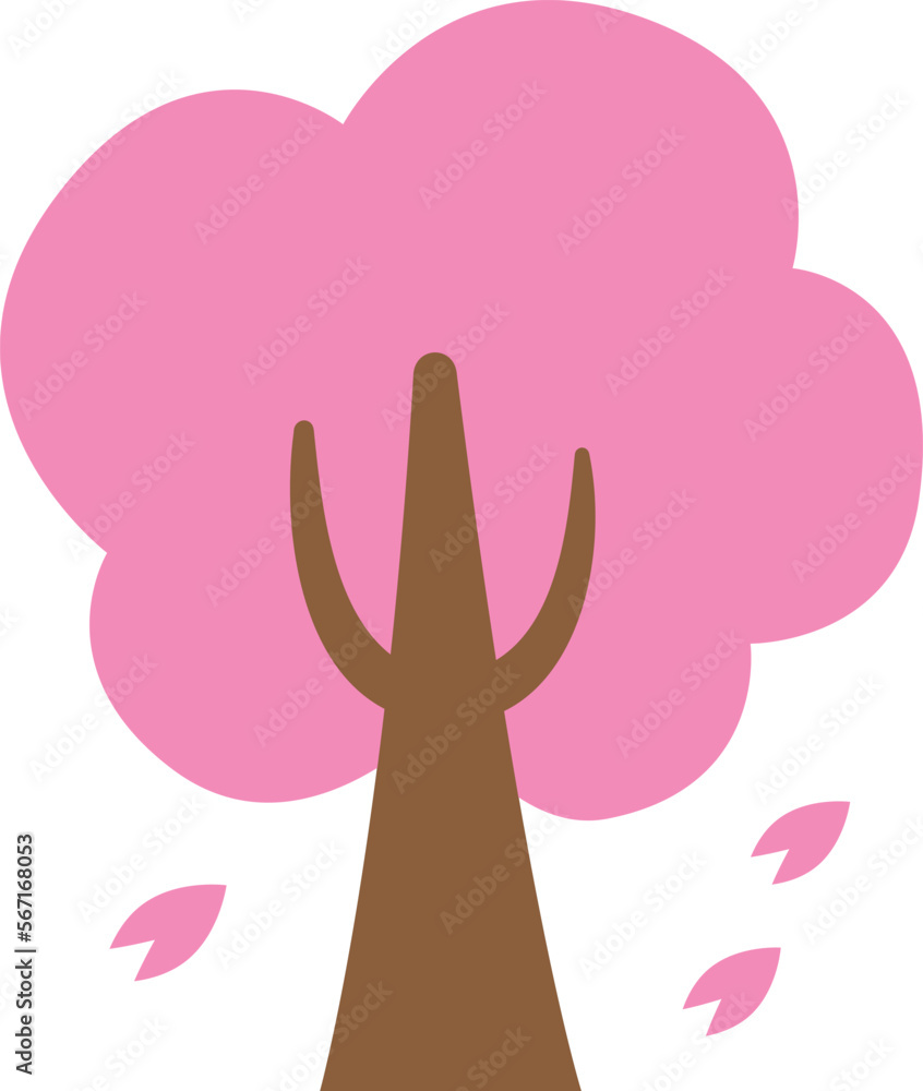 Cherry blossom, pink, plant, sakura, spring, tree icon flat illustration.