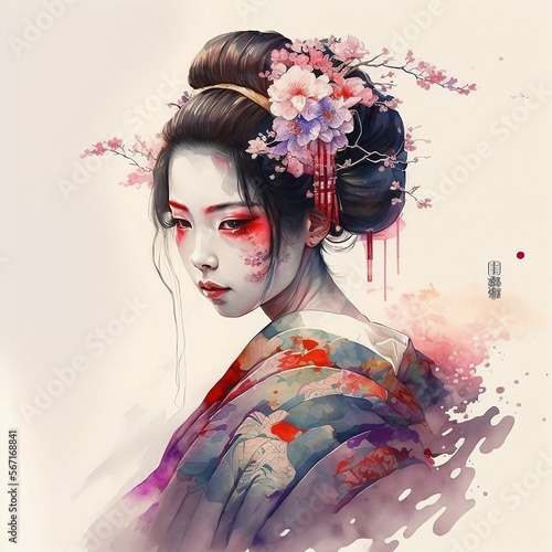 Obraz na płótnie illustration of a geisha 2