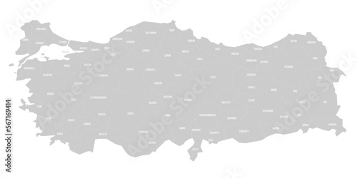 Turkey political map of administrative divisions