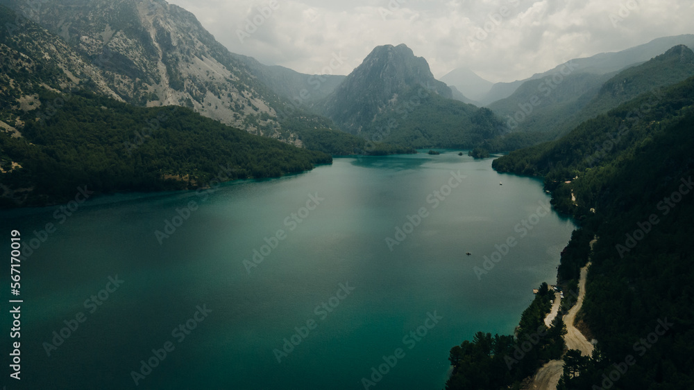 Dam lake in Green Canyon. Beatiful View to Taurus Mountains and turquoise water. turkey