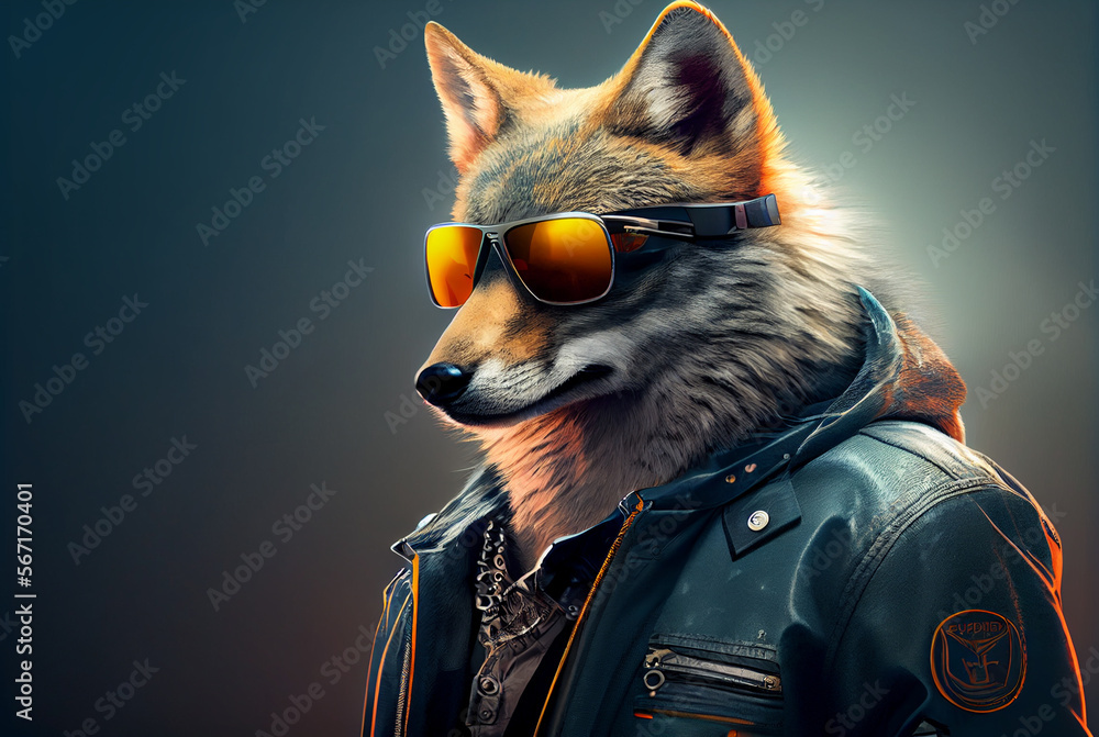 Wolf in sunglasses, Pop Art. Stock Illustration | Adobe Stock