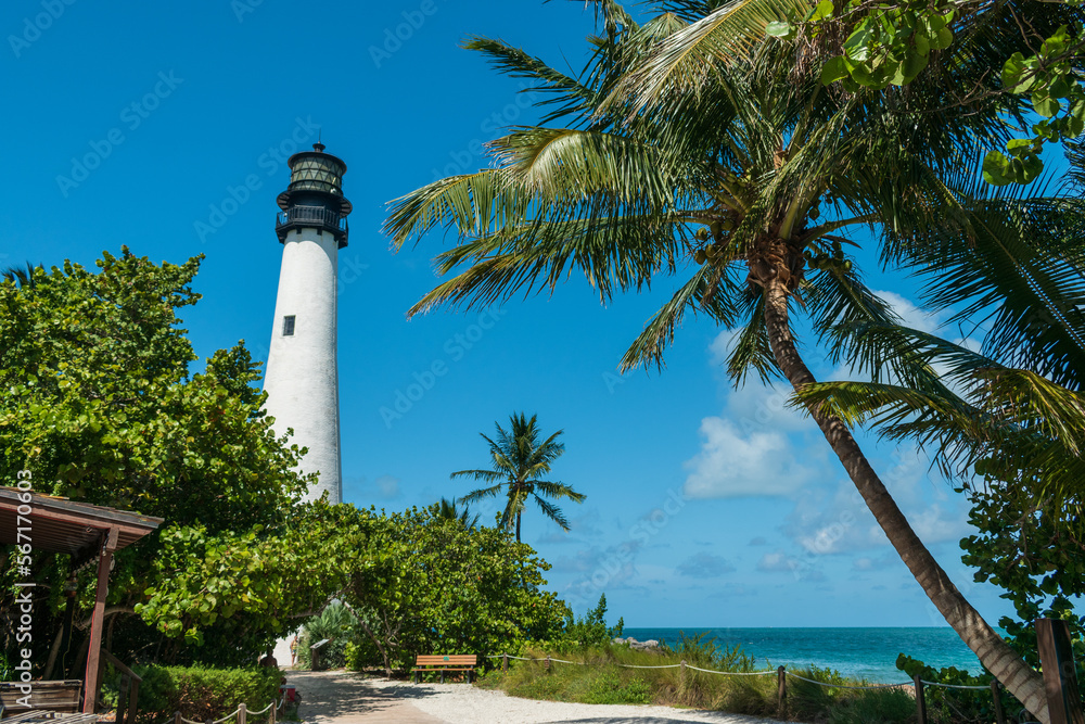Cape Florida Lighthouse at Bill Baggs State Park, Key Biscaye, Miami, Florida