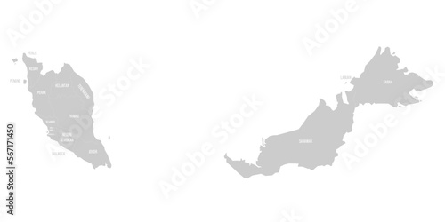 Malaysia political map of administrative divisions