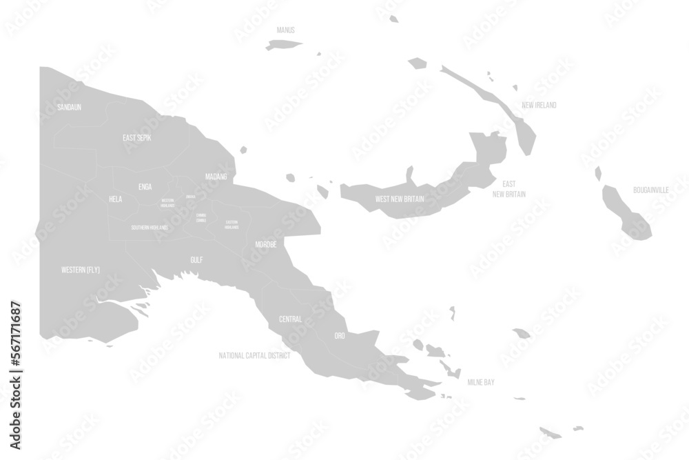 Papua New Guinea political map of administrative divisions