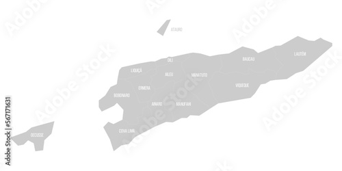 East Timor political map of administrative divisions