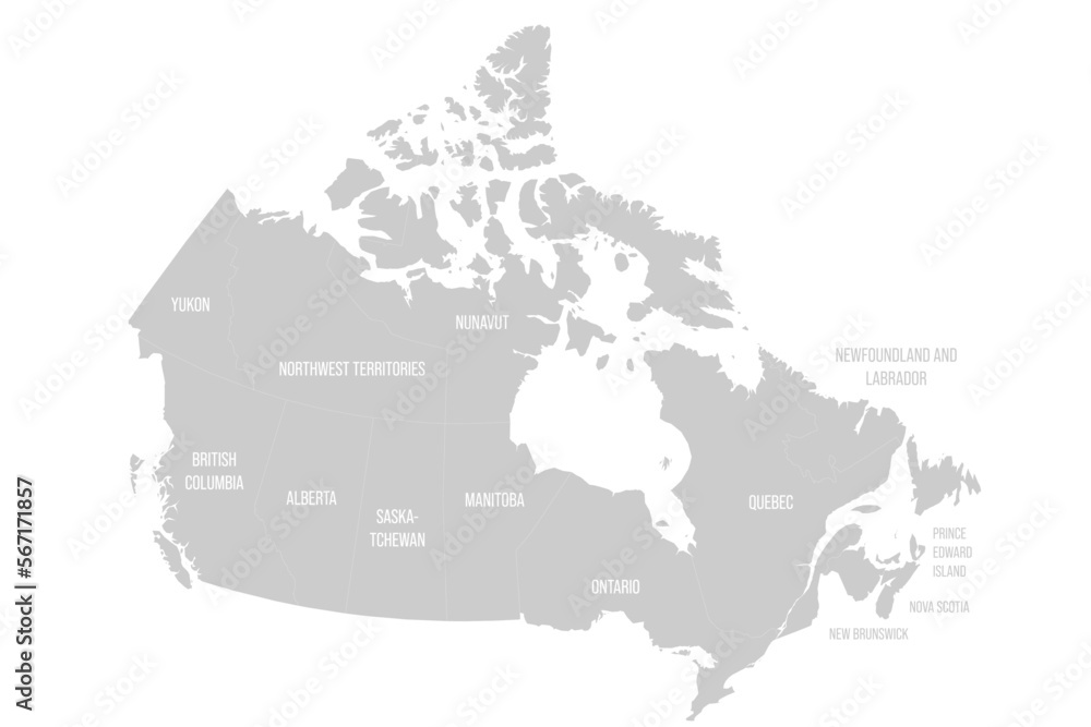Canada political map of administrative divisions