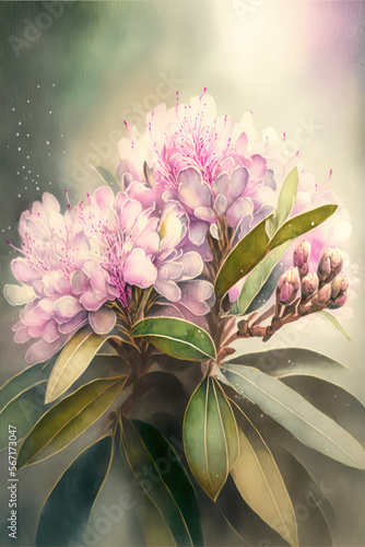 Mountain laurel water color illustration