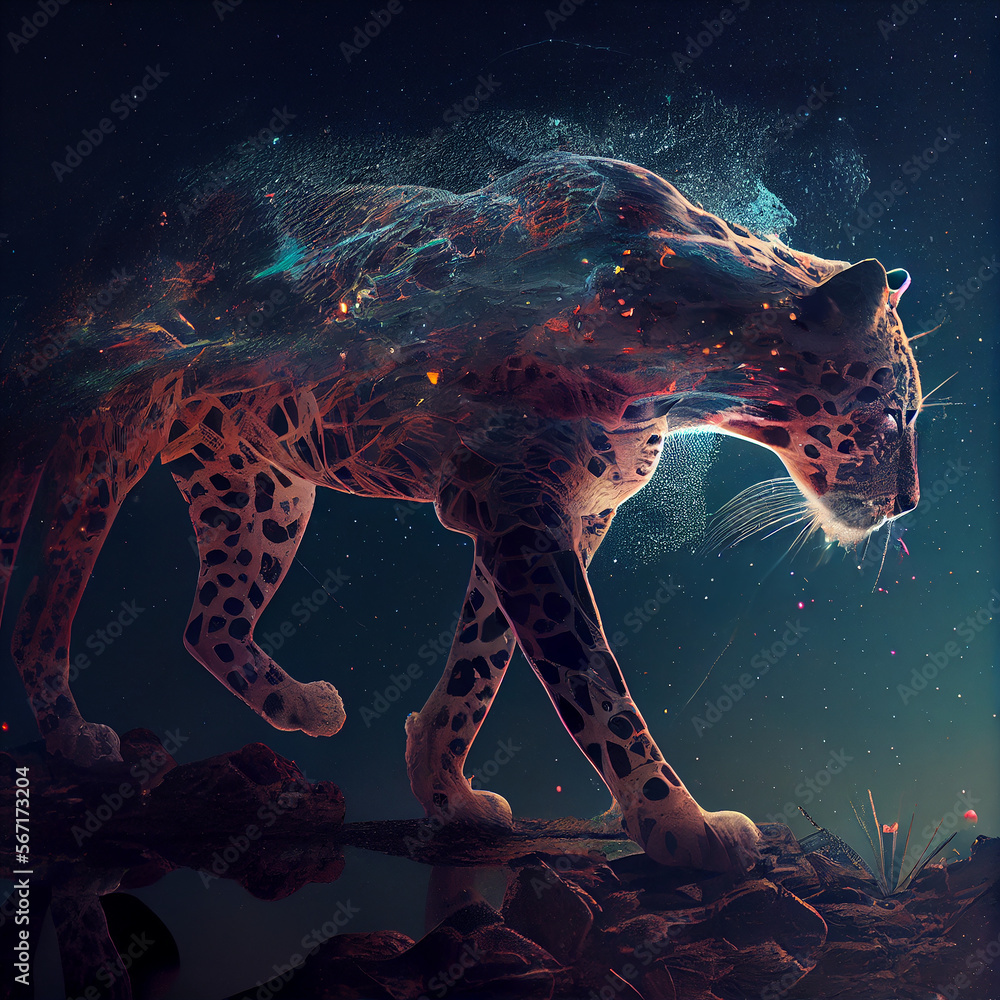 Double exposure panther generative ai
