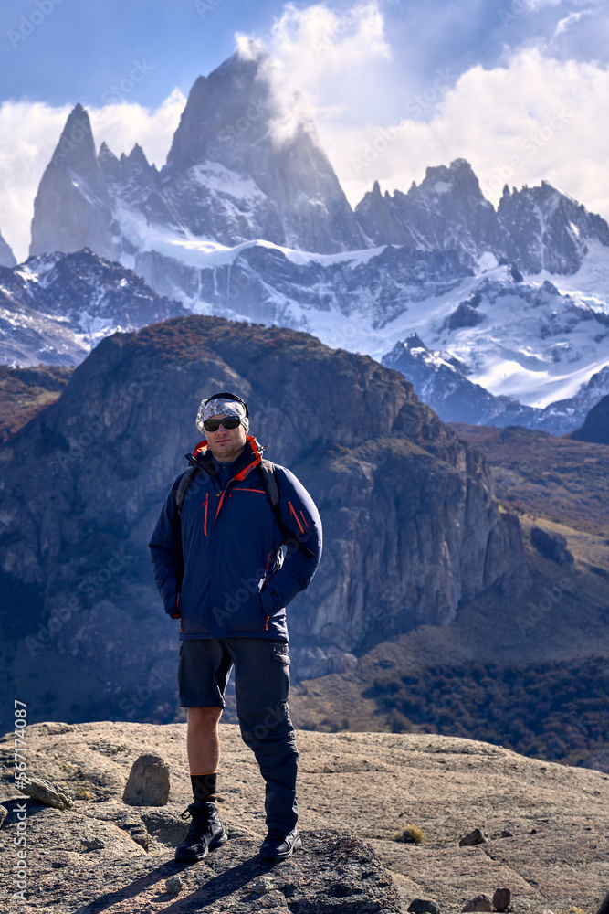 young man trekking in El Chalten, Argentina