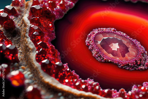 Ruby Red Geode Rock Closeup Crystals Gemstone
