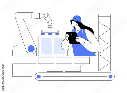Robotics construction abstract concept vector illustration.