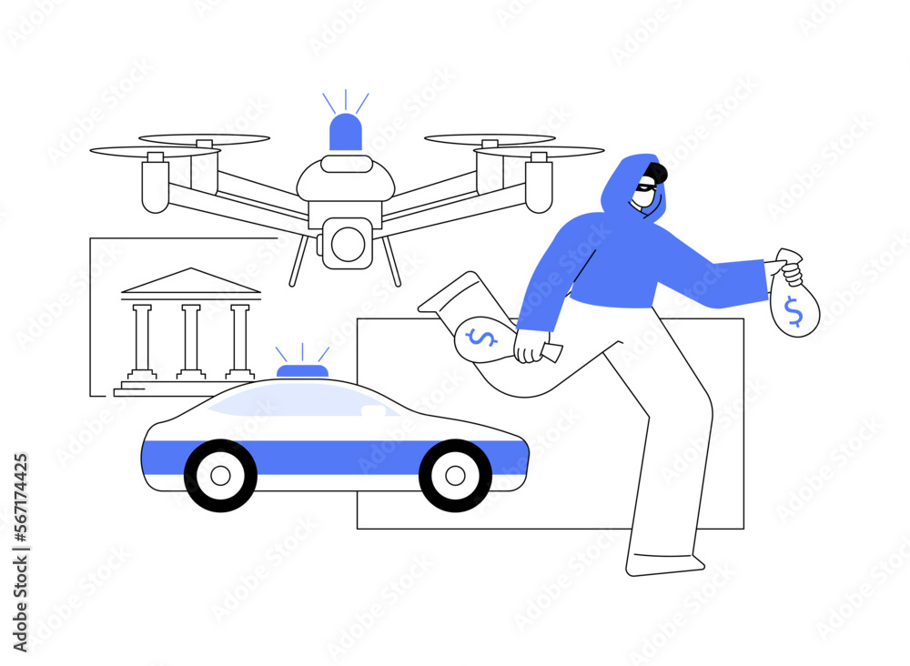 Law enforcement drones abstract concept vector illustration.