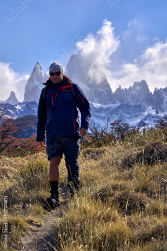 young man trekking in El Chalten, Argentina