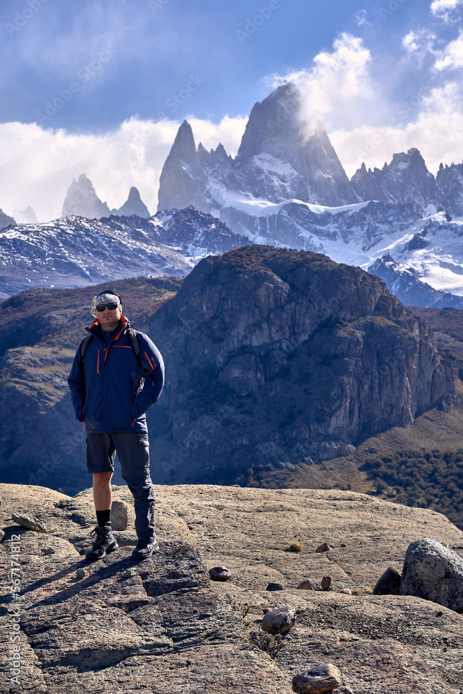 young man trekking in El Chalten, Argentina