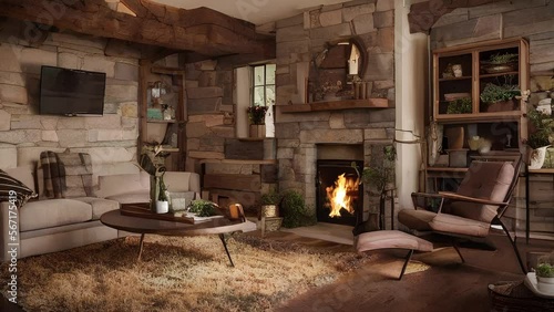 Warm Fireplace in a cozy living room