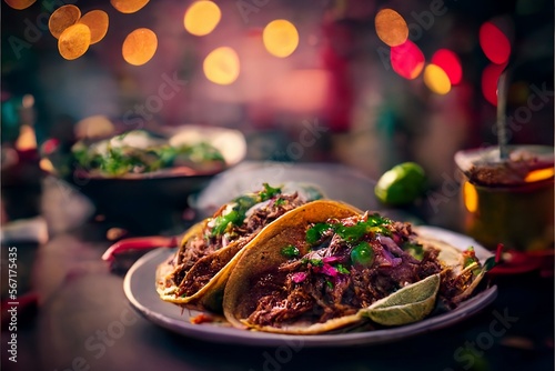 Mexican birria tacos food photography photo