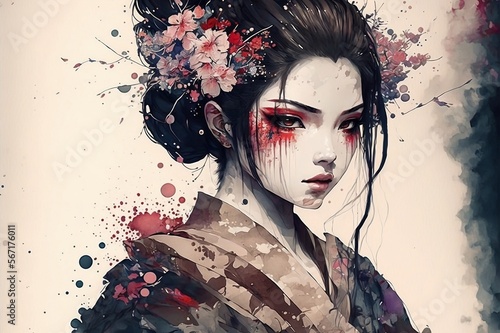 Fotografie, Tablou illustration of a geisha