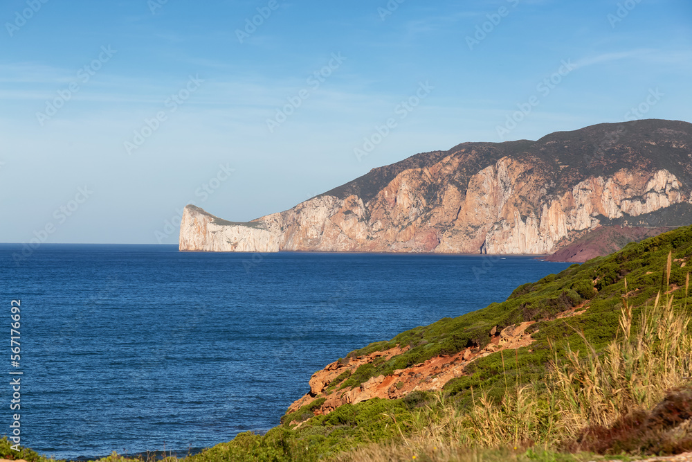 Rocky Cliffs on the Sea Coast. Sardinia, Italy. Nature Background