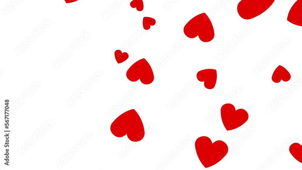 Red hearts of various sizes on white background. 3D illustration. 3D CG. 3D illustration. PNG file format.