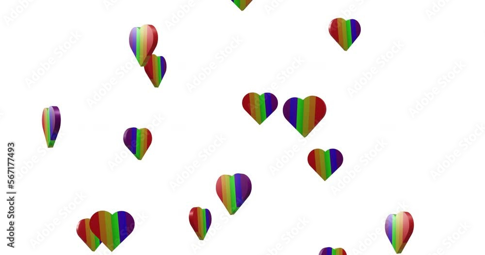 Animation of rainbow hearts moving on white background Animation of rainbow hearts moving on white background