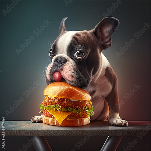 French bulldog eating hamburguer © Jacqueline