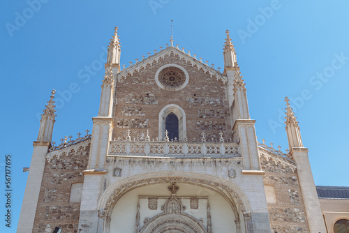 Madrid, Spain. April 6, 2022:San Jerónimo el Real church and blue sky. photo