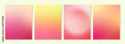 Set of vector gradient backgrounds in coral, pink and yellow colors. For brochures, booklets, posters, wallpapers, branding, social media and other trendy projects. For web and print.