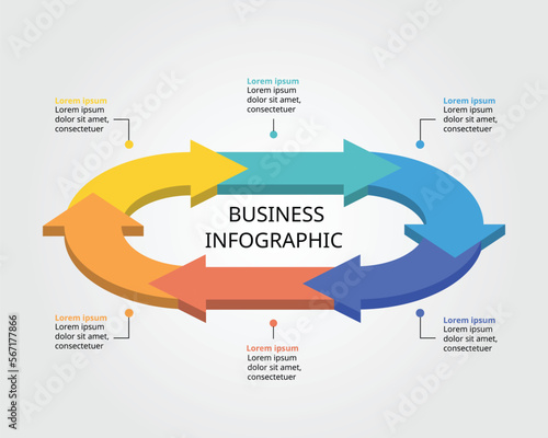timeline arrow circle chart template for infographic for presentation for 6 element