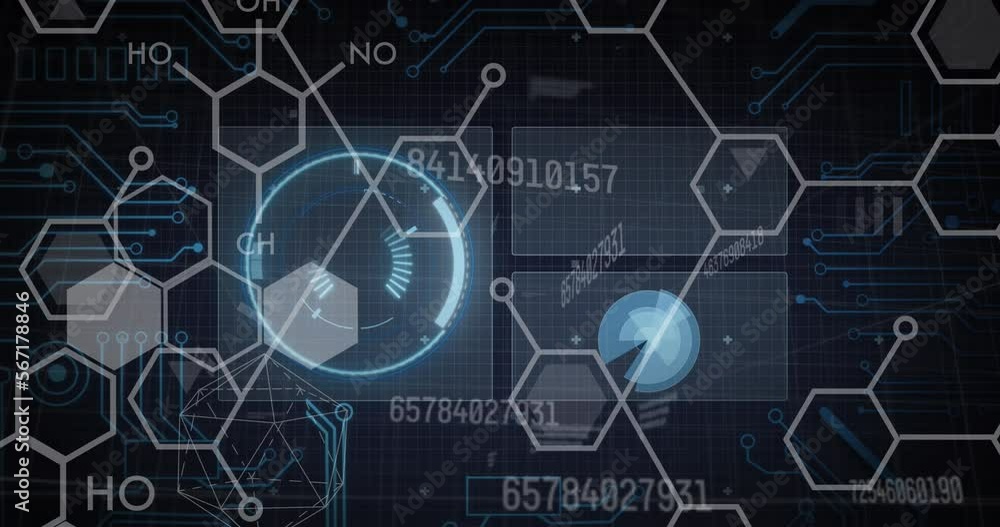 Animation of scientific data processing over black background Animation of scientific data processing over black background