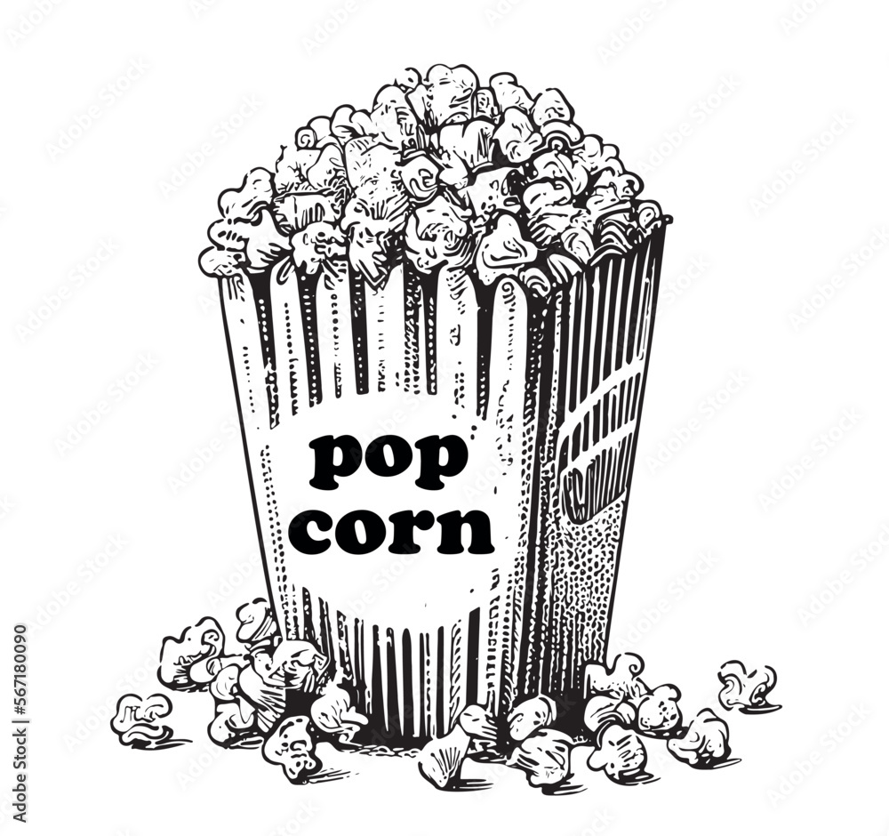 popcorn-retro-sketch-hand-drawn-sketch-in-doodle-style-vector