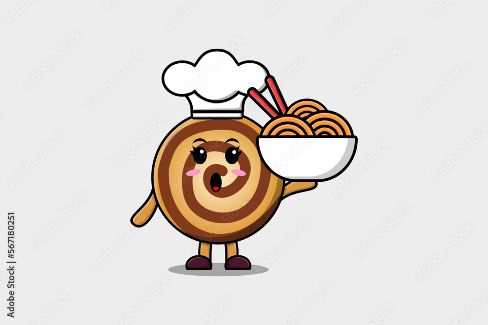 Cute cartoon Cookies chef character flat cartoon style illustration Cute cartoon Cookies chef character flat cartoon style illustration