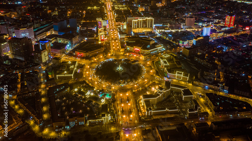 Urban landscape at night during the Spring Festival in Changchun, China