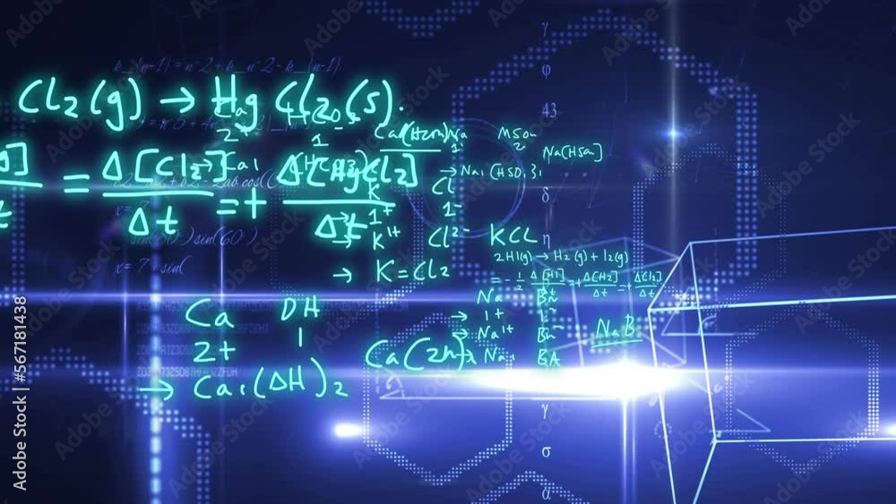 Animation of mathematical formulae and scientific data processing over black background Animation of mathematical formulae and scientific data processing over black background
