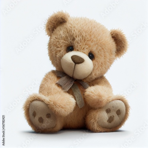 Cute teddy bear with red heart, generative ai
