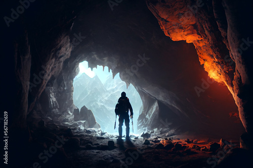 Exploring a cave. generative AI