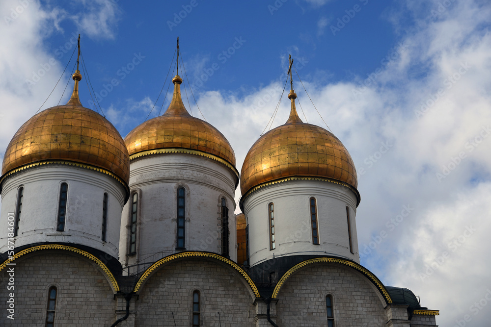Moscow Kremlin architecture, popular landmark. Dormition church.