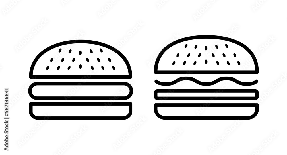 Burger icon vector illustration. burger sign and symbol. hamburger Burger icon vector illustration. burger sign and symbol. hamburger