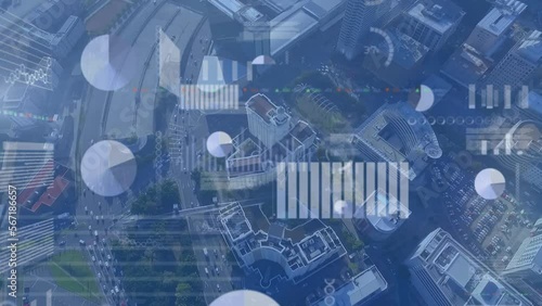 Wallpaper Mural Animation of financial data processing over cityscape Torontodigital.ca