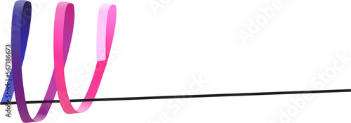 Vector illustration of a multi-colored ribbon for rhythmic gymnastics on a stick