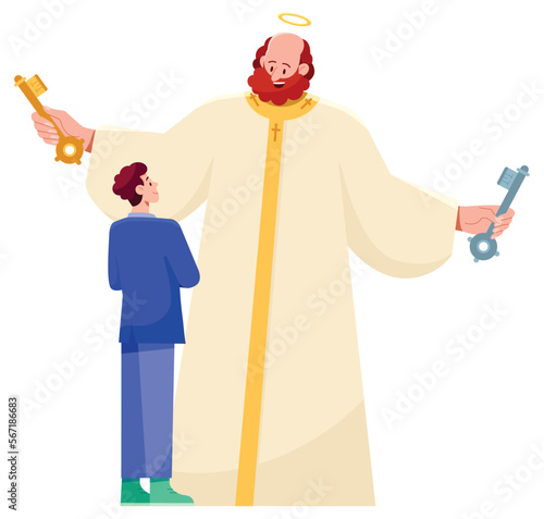 Saint Peter Meeting Man on White