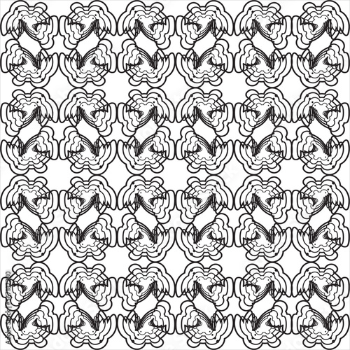 Vector  Image of painted batik pattern  black and white  with transparent background.